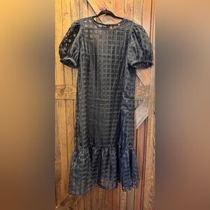 Tuckernuck (Hyacinth House) Organza Windowpane Dress with slip, XL - worn once